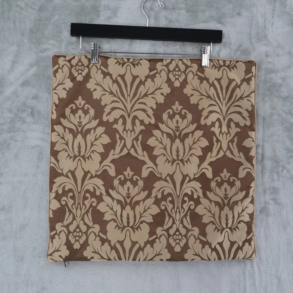 Restoration‎ Hardware Damask Pillow Covers 2 Silk Cotton 18.5x18.5 Damask Brown